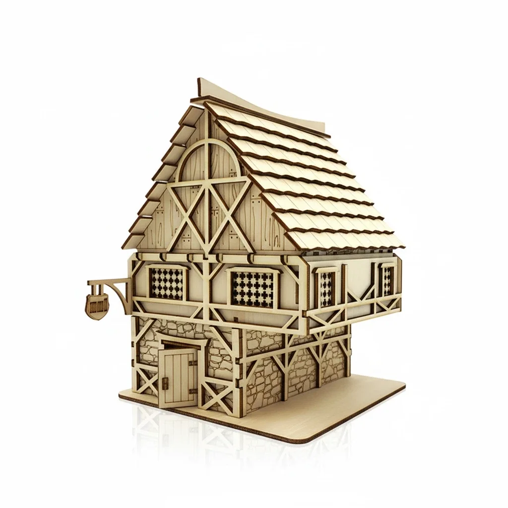 Kit De Maqueta De Madera Para Armar Un Mini Hotel De Ensueño En 3d. Rompecabezas De Arquitectura Fantástica.