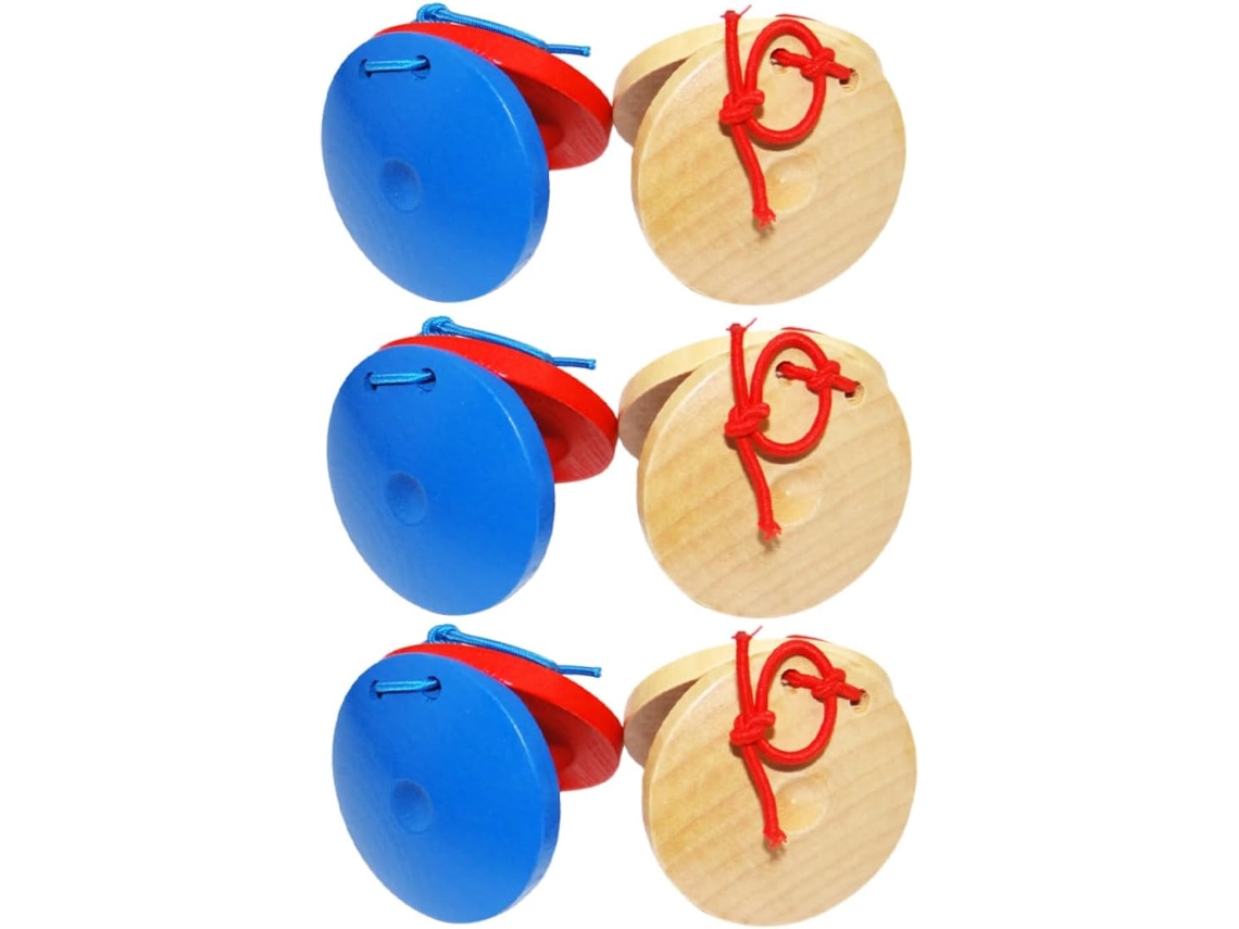 Juego De 6 Castañuelas De Madera Para Niños Y Niñas Instrumentos Musicales Educativo Para El Desa...