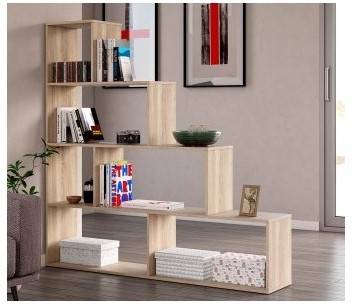 Habitdesign Estantería Decorativa librería salon modelo klum acabado en roble canadian medidas 145 cm alto x mueble fores