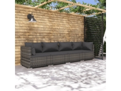 Conjunto de jardín de 4 piezas DKD Home Decor con cojines de mimbre gris