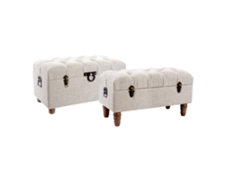 Set 2 Descalzadora Madera Beige 81x42x43cm