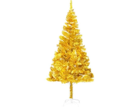 vidaXL Árbol de Navidad artificial con soporte dorado PET 240 cm