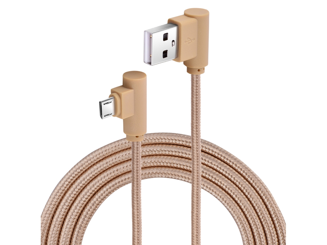 Cable de datos trenzado EOOCOO (en ángulo recto, 2 m, oro de lujo)