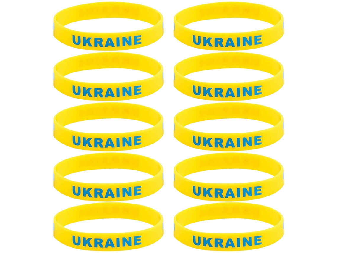 Pulseras Bjww-10 con la bandera nacional ucraniana en silicona suave multicolor - Regalo para amantes de la paz