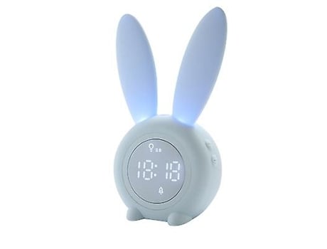 Desktop LED Reloj electrónico Dibujos animados conejo despertador reloj con la luz de la noche de respiración (azul)