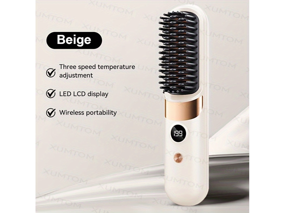 Plancha De Pelo Ligera E Inalámbrica Con Peine, Se Calienta Rápidamente, Apta Para Todo Tipo De Cabello, Ideal Para Viajar.