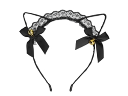 Diadema De Orejas De Gato Huecas Con Campana Para Mujer, Ideal Para Fiesta, Cosplay Y Uso Diario, Negro