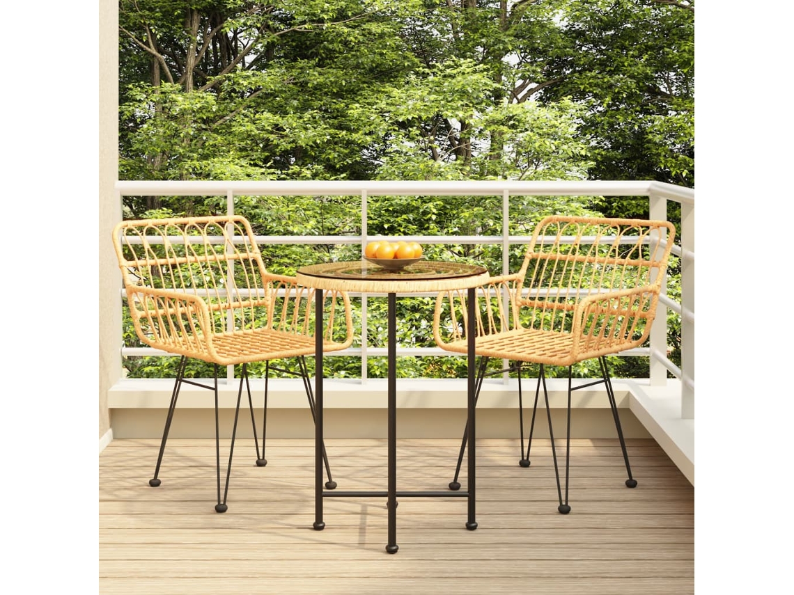 Juego de comedor de jardín de mimbre de 3 piezas DKD Home Decor