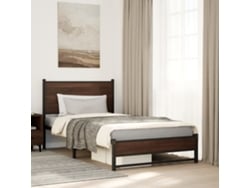 Estructura De Cama Sin Colchón Metal Marrón Roble 107x203 Cm