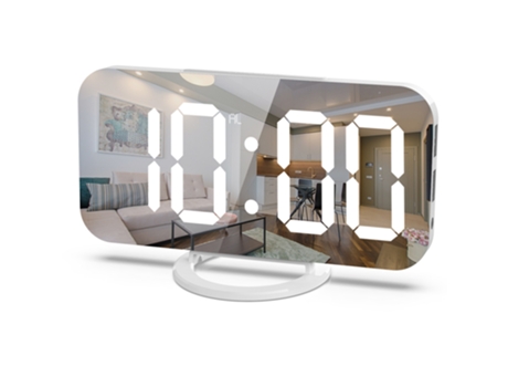 ELKUAIE Despertador LED, salida USB dual, reloj de espejo de carga para teléfono móvil, reloj creativo digital