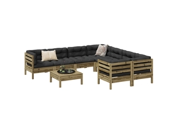 Conjunto de sofá de jardín con cojines de pino impregnado, Dkd Home Decor