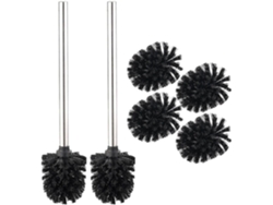 Juego de escobillero de pared con 2 escobillas, mango de acero inoxidable y 3 cabezales - Gokoco