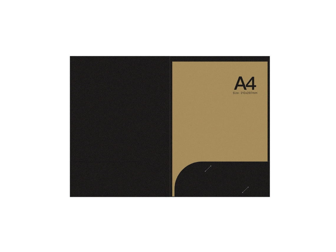 Carpeta Biselada En Forma De L Con Bolsillo, Papel A4 Marrón, Material De Oficina Duradero.