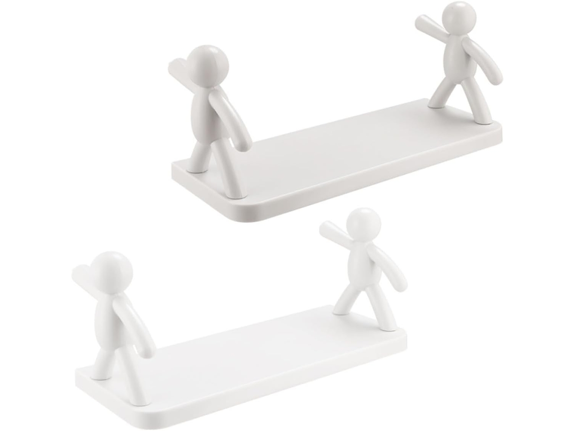 Juego 2 Estantes Almacenamiento Pared Requieren Perforación Soportes Multifuncionales Abs Blanco Colgantes