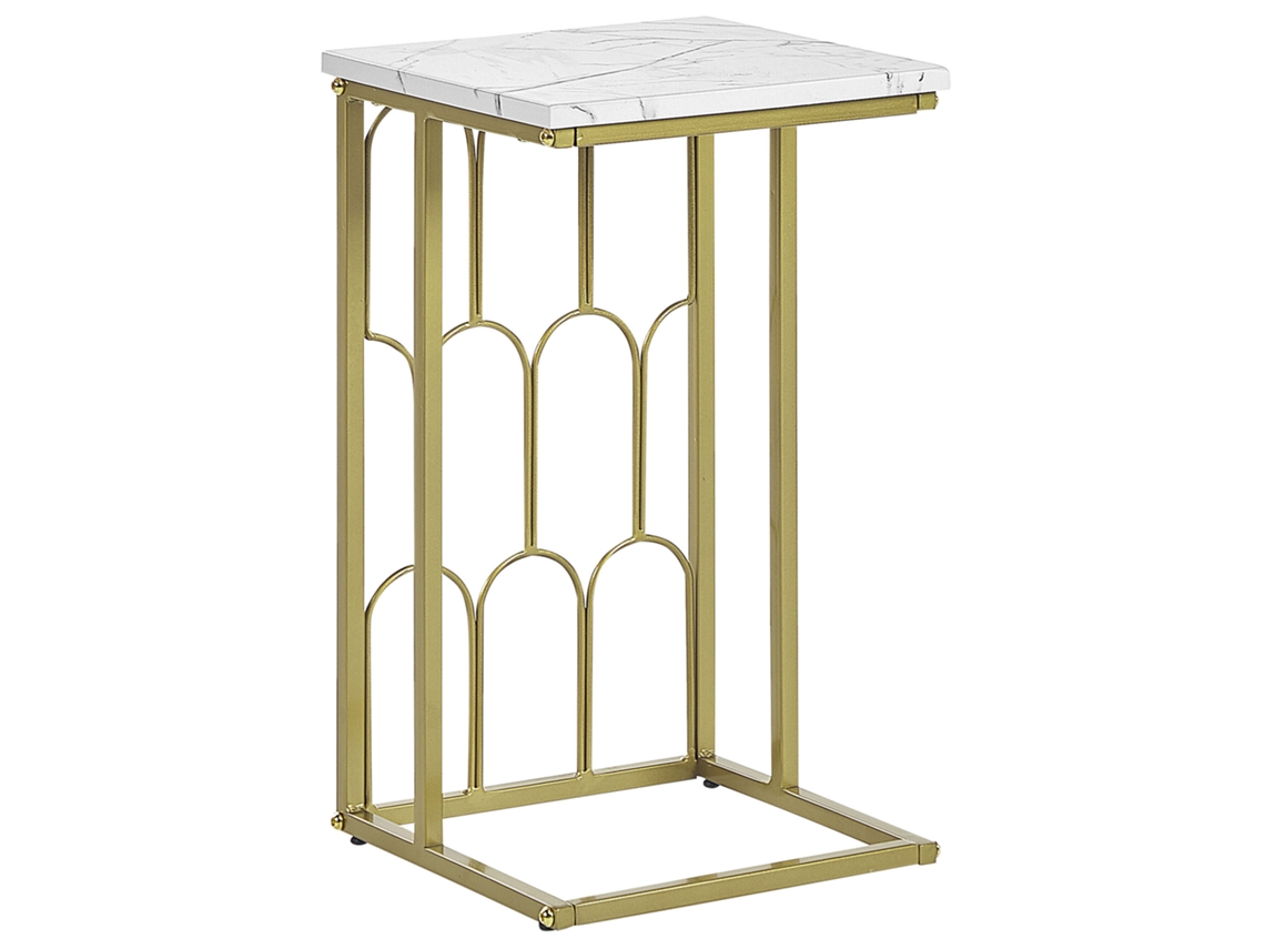 Mesa de centro BELIANI Pandale de Hierro, MDF Blanco 30x30x54