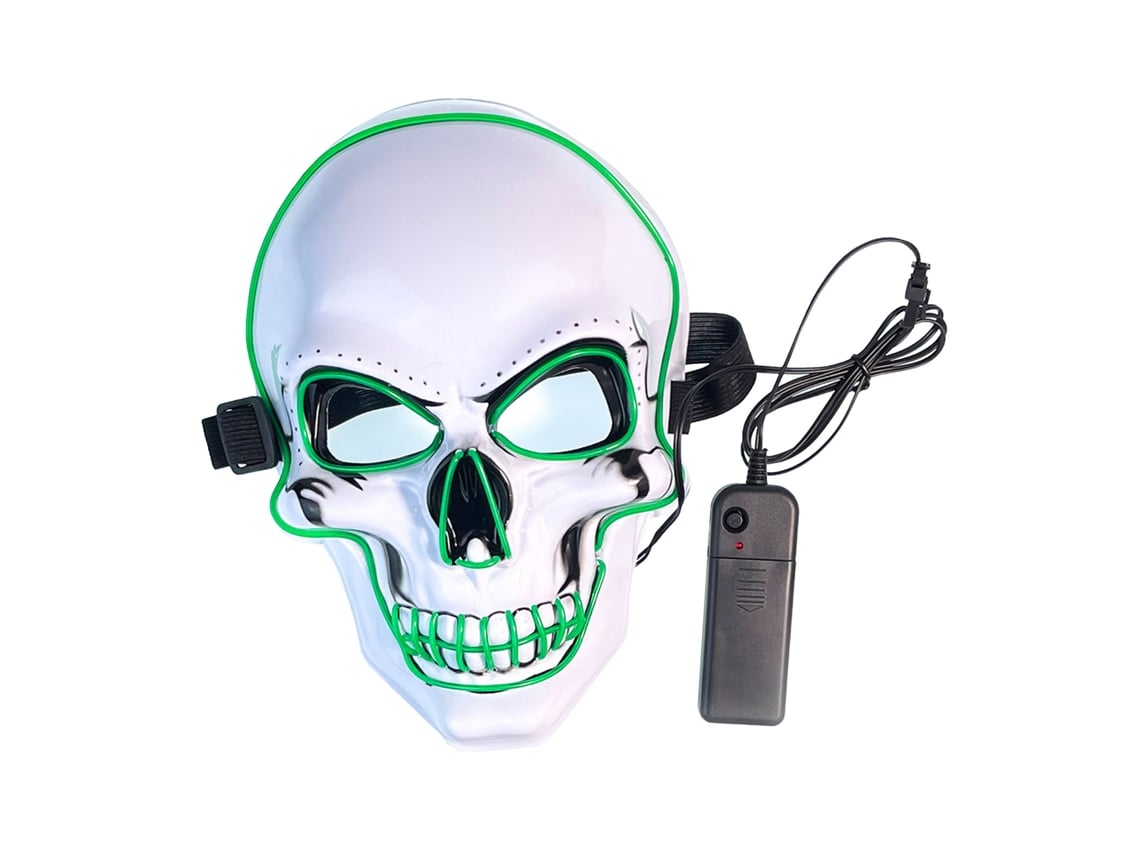 2026-máscara Facial De Calavera Led Con 3 Modos De Luz Brillante Para Halloween, Disfraces Y Fiestas Navideñas (luz Verde)