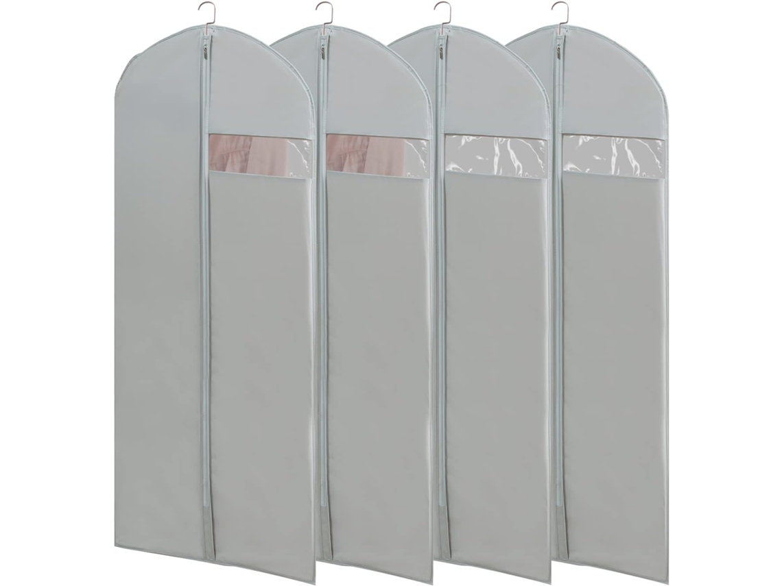 4 fundas para ropa, transpirables y resistentes al polvo, con ventana transparente, de Digitallab (gris/60 x 150 cm)