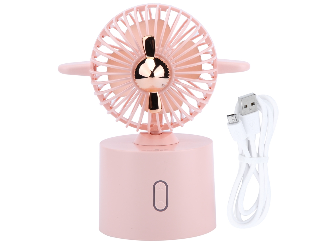Ventilador de escritorio portátil con batería recargable por USB y cabezal oscilante para dormitorio y oficina - Rosa