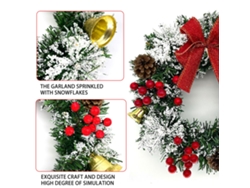 Guirnalda De Navidad Artificial 30cm Para Puerta Frente Con Piñas Campanas Frutos Bowknot Decoración Navideña