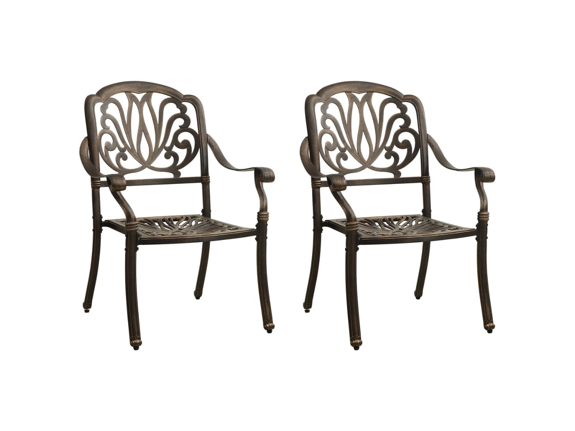 Sillas de jardín de 2 piezas DKD Home Decor en aluminio fundido y bronce