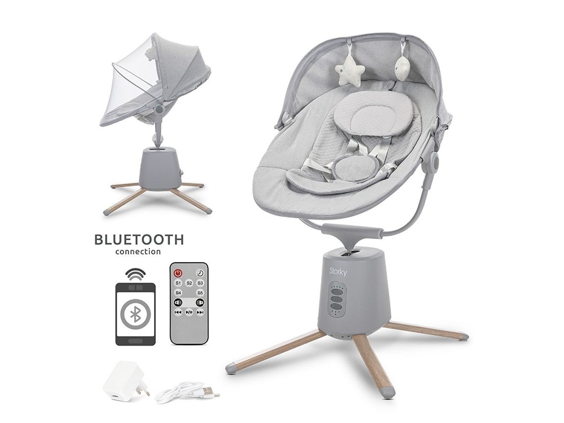 Hamaca-columpio Eléctrico Para Bebés Storky De Lorelli - Grey