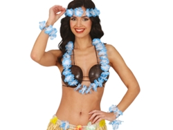 Kit de Hawaiana azul Collar, tocado y pulseras