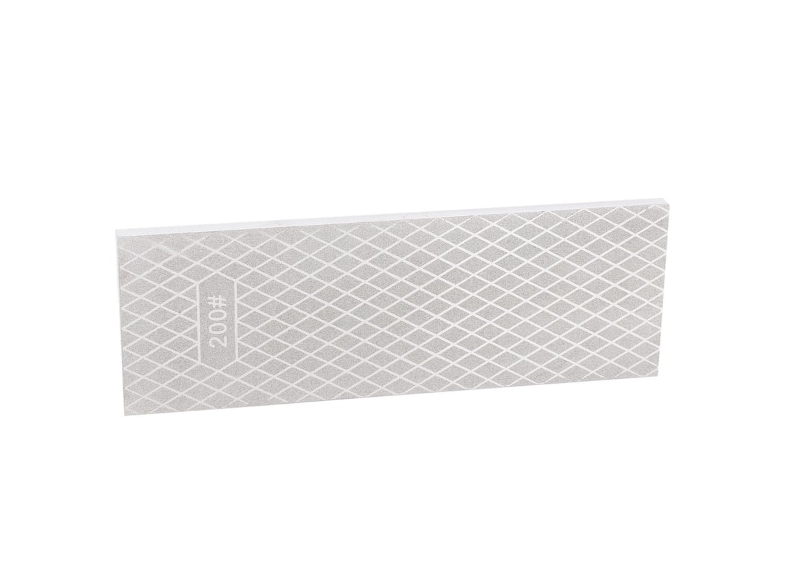 Pedra de afiar facas dupla face com grãos 200/600, ideal para afiar facas de cozinha em casa.
