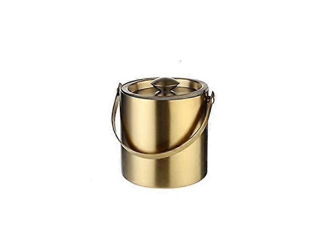 Cubitera de acero inoxidable dorado con tapa, diseño isotérmico para bares y fiestas, 190 mm