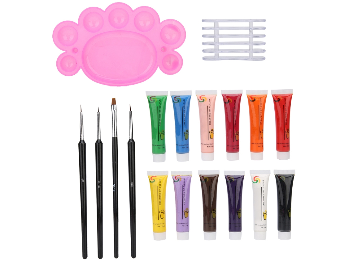 Set de manicura de 4 piezas: pincel para decoración de uñas, paleta, lápiz de gel y soporte para herramientas.