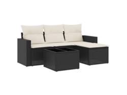 Maison Exclusive - Set De Muebles De Jardín 5 Pzas Y Cojines Ratán Sintético Negro