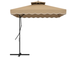 VPMKP - Sombrilla cuadrada de jardín Outsunny, 243x243x251 cm, inclinable, base cruzada, caqui