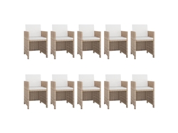 Juego de comedor de exterior de 11 piezas DKD Home Decor con cojines de mimbre beige