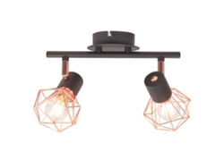 Lámpara de Techo con 2 Focos E14 Negro y Cobre