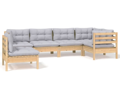 Conjunto 6 de muebles de jardín VIDAXL y cojines madera de pino