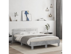 Cama Con Cabecero Madera De Ingeniería Gris Hormigón 140x190 Cm
