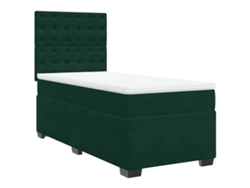 Maison Exclusive - Cama Box Spring Con Colchón Terciopelo Verde Oscuro 80x200 Cm