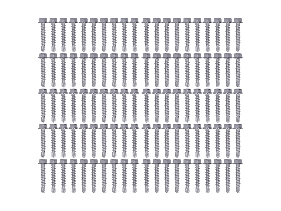 100 Tornillos Autorroscantes De Acero Inoxidable Con Cabeza Hexagonal Y Arandela Para Reparaciones Mecánicas De Muebles.