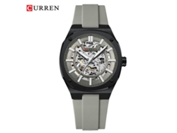 (correa Gris, Caja Y Cara Grises) Reloj Mecánico Automático De Hombre Con Esquinas Perforadas Y Transparente, Resistente Al Agua, Deportivo Y Casual