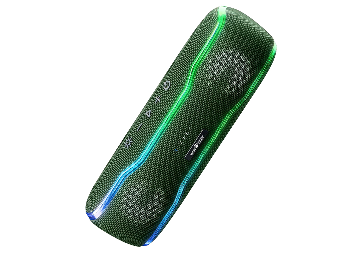 Altavoz Portátil Para Exteriores (verde) Resistente Al Agua Ipx7 Con Luz Estéreo