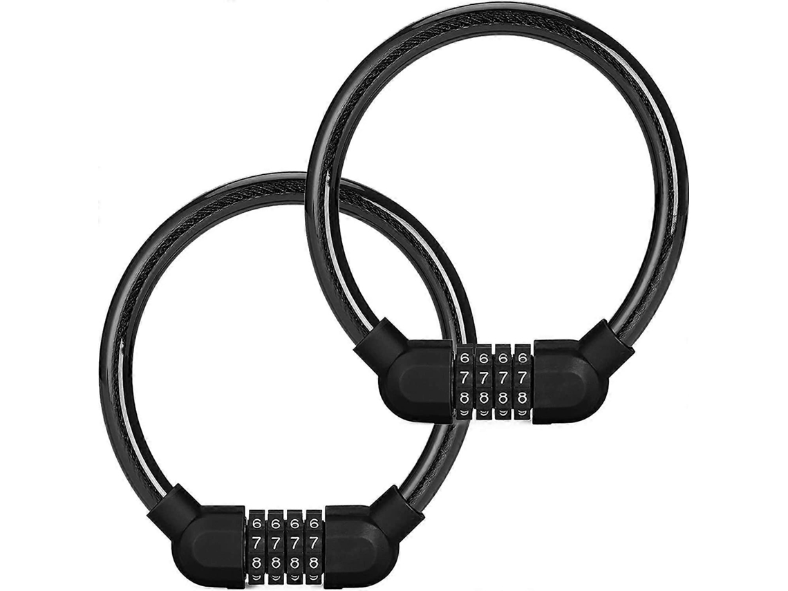 Omni-candado De Código Para Bicicleta 2 Piezas Con 4 Dígitos Reseteable Cable Acero Inoxidable Para Bicicleta Patinete Moto Skate