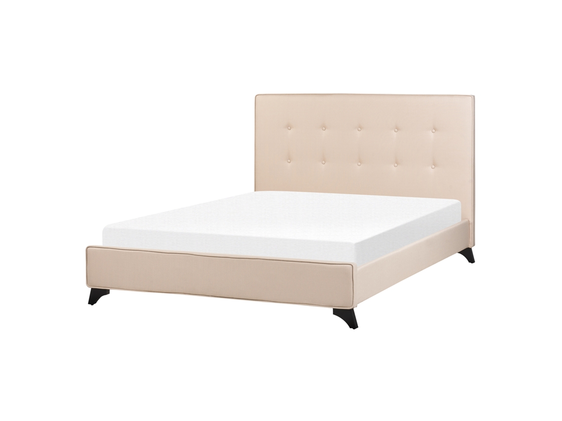 Cama con somier BELIANI Ambassador de Poliéster Beige 152x216x106