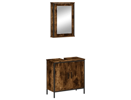 Conjunto 2 de muebles baño VIDAXL madera contrachapada roble ahumado