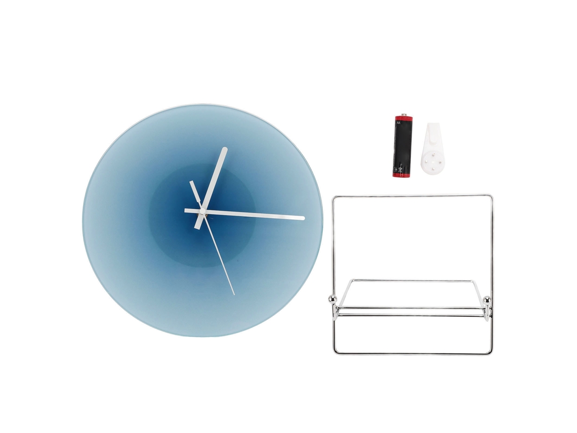 Reloj De Pared De Cuarzo De 30 Cm, Funciona Con Pilas, Silencioso, Redondo De Cristal, Para Salón O Cocina, Color Azul.