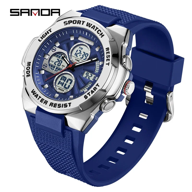 Reloj Deportivo Elegante Con Alarma, Cronómetro, Luz Led, Visualización De Doble Zona Horaria Y Resistencia Al Agua.