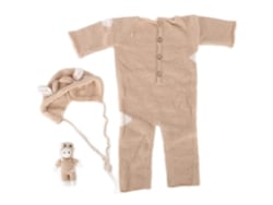 Ats-traje De Tejido Suave Para Fotografía De Recién Nacido Con Gorro Y Juguete, Conjunto De Accesorios Beige Claro