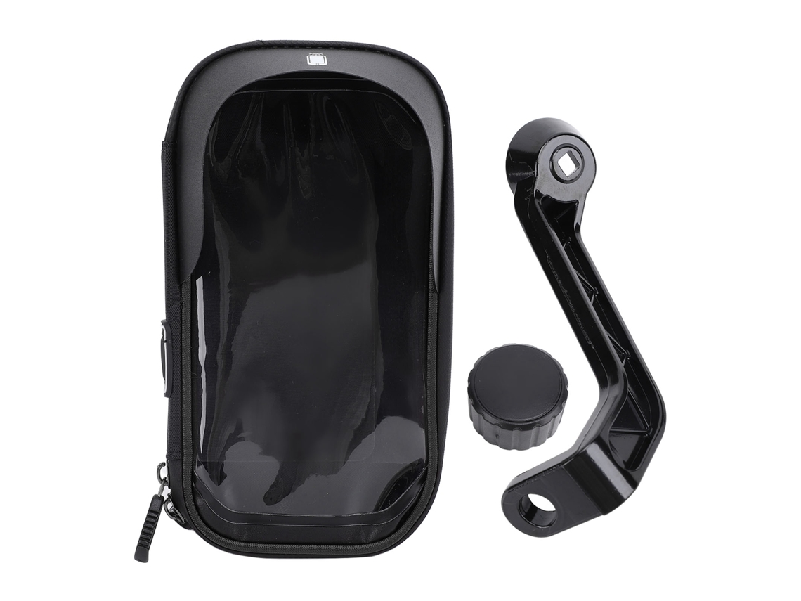 Rebe-bolsa Teléfono Bicicleta Impermeável Táctil Giratória 360° Capa Ciclismo Com Para-sol Cremalheira Dupla Jack Preto