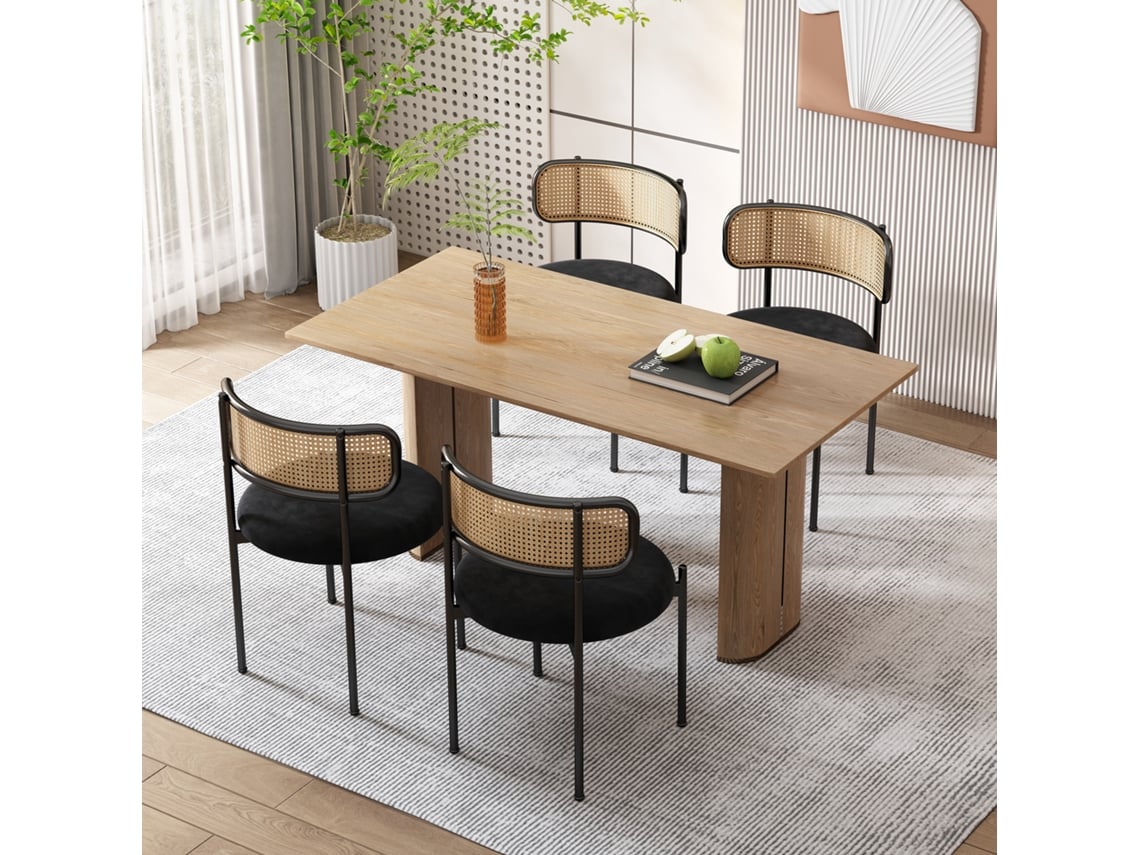 4 Sillas Comedor Terciopel Patas Metal Negro