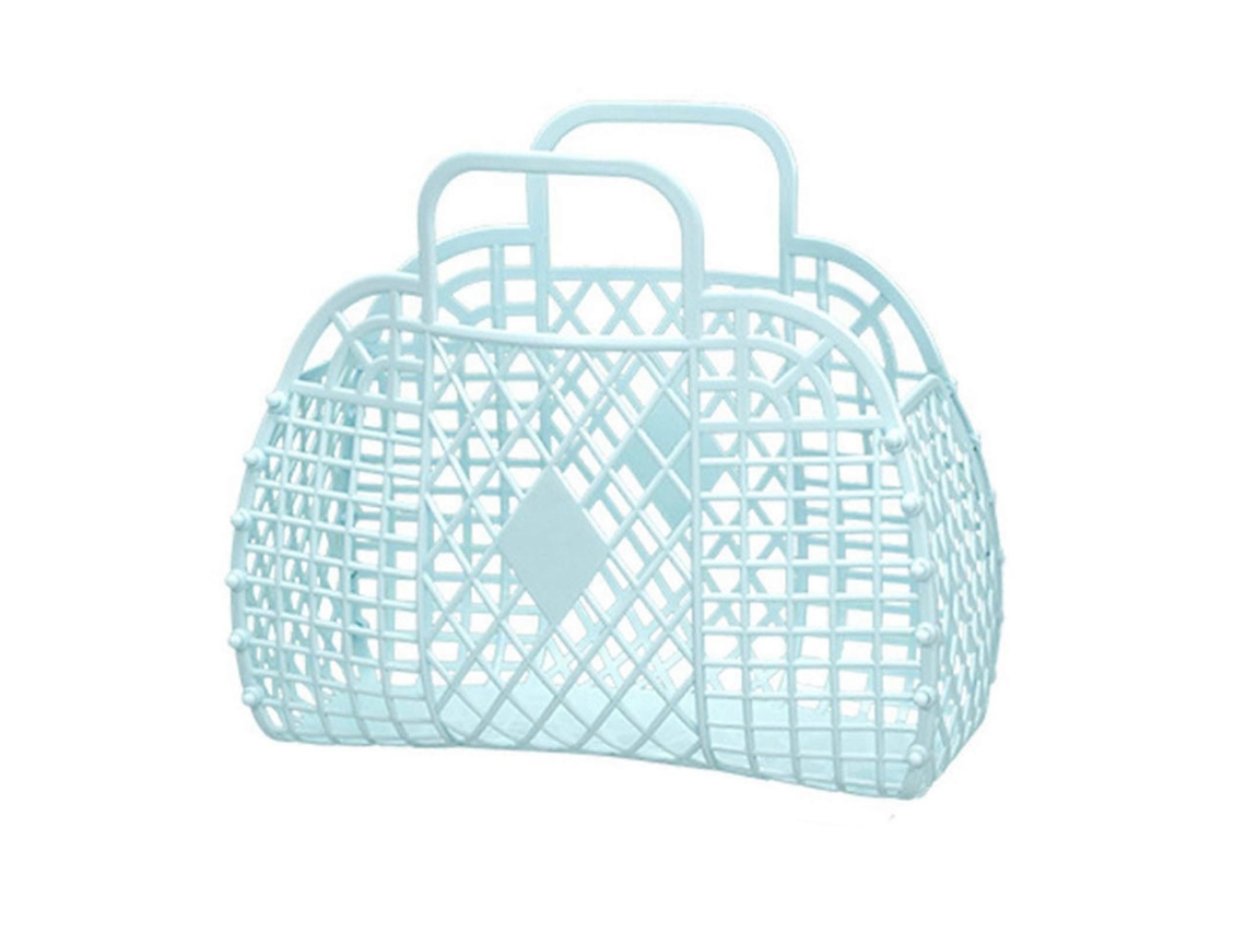 Bolsa de almacenamiento de plástico reutilizable, portátil y plegable para la playa, el hogar, la mesita de noche, las compras, los juguetes y la ropa, azul, 250 x 110 x 220