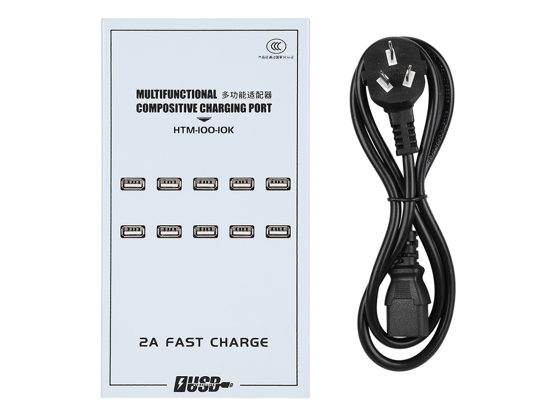 Cargador Usb Multifuncional De 10 Puertos Con Carga Rápida Inteligente De 2 A.