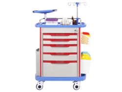 Carritos De Laboratorio Móviles De 5 Niveles Succebuy Con 5 Cajones Y 2 Botes De Basura En Color Azul